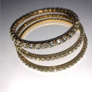 Elegant Gold Crystal Bangles